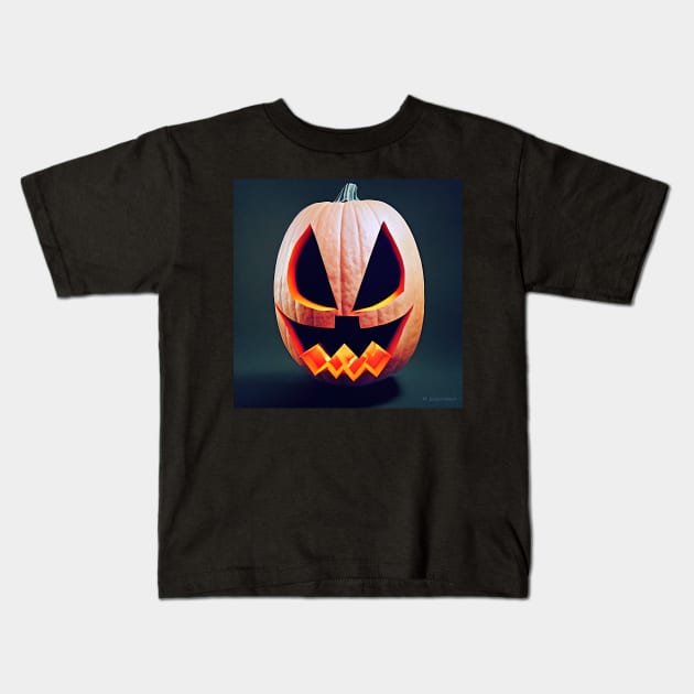 halloween scary evil pumpkin funny pumpkin head evil Kids T-Shirt by ComicsFactory